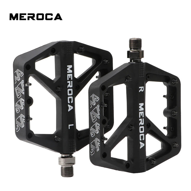 Pedales Meroca Plataforma Pines Balero Sellado Policarbonato Negro