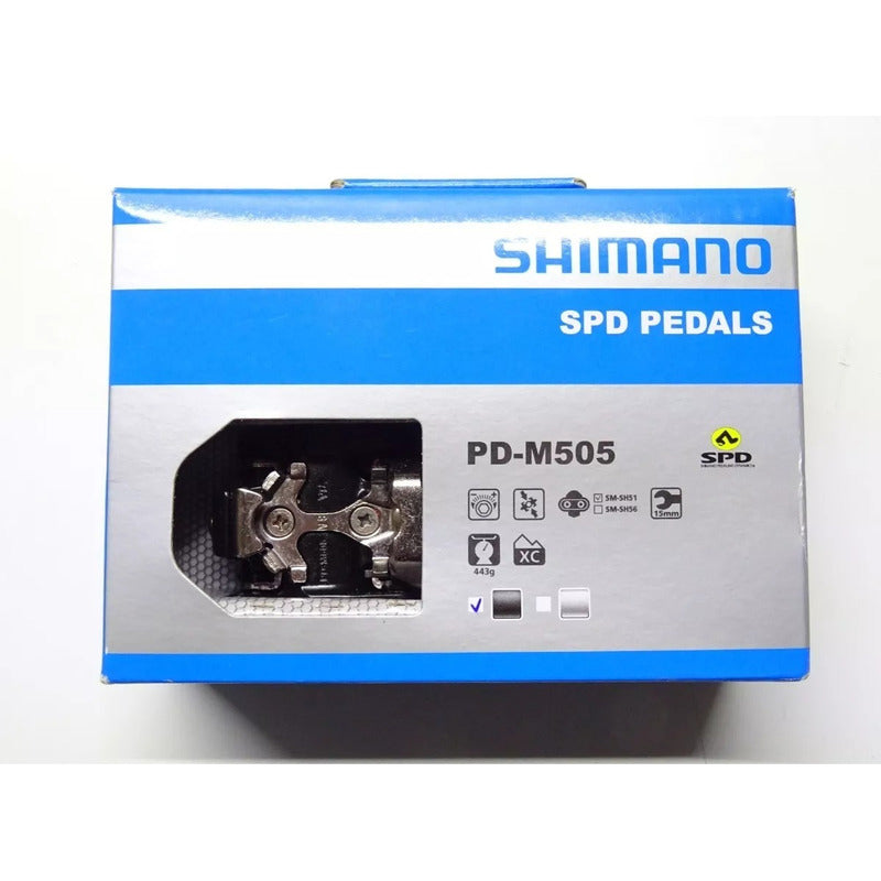 Pedales Shimano M505 Spd Clip Contacto Con Placas Negro