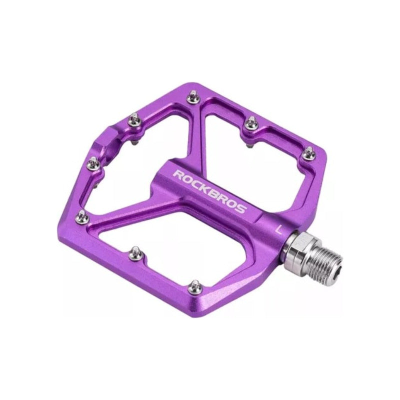 Pedales Bicicleta Rockbros Plataforma Amplia Aluminio Morado