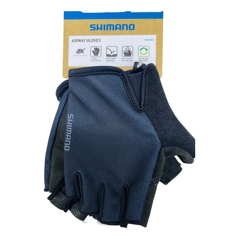 Guantes Shimano Airway Ciclismo Mtb Ruta Medio Dedo Talla L Negro L