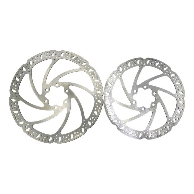 Par Rotores Discos Frenos Tektro 180mm Y 160mm 6 Tornillos Plateado