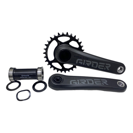 Bielas Multiplicación Praxis Girder Carbono Plato 30t Plateado Con Gris Y Negro