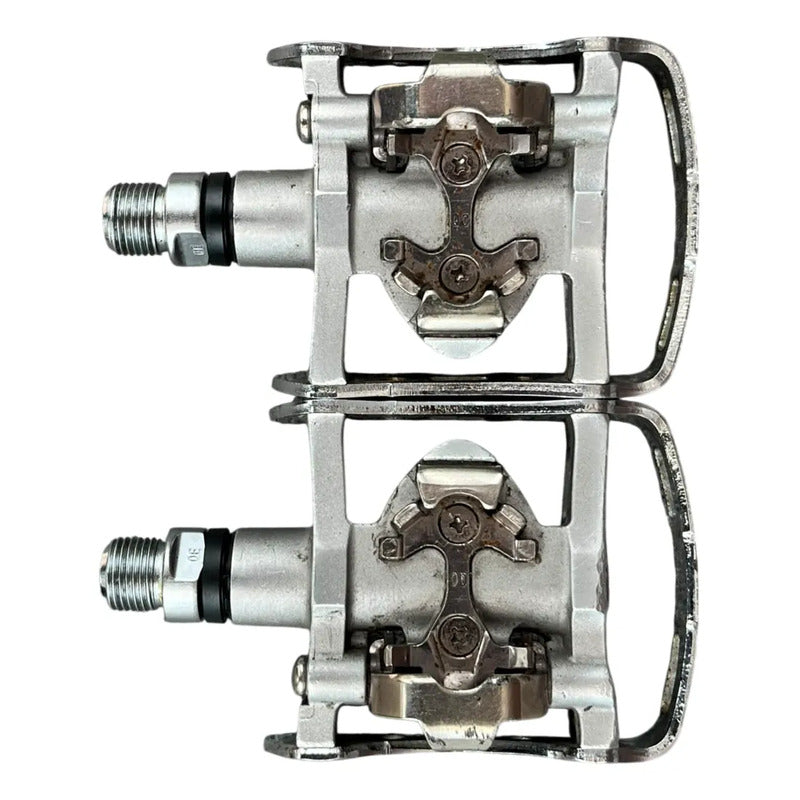 Pedales Shimano M324 Mixtos Doble Propósito Calas/plataforma Plateado/negro
