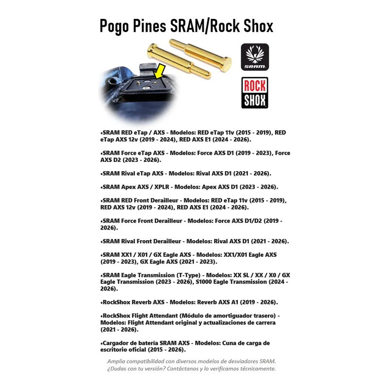 Conectores Pines Pogo 5mm Sram Electrónicos Axs Rock Shox