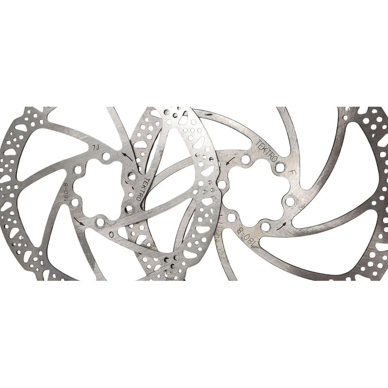 Par Rotores Discos Frenos Tektro 180mm Y 160mm 6 Tornillos Plateado