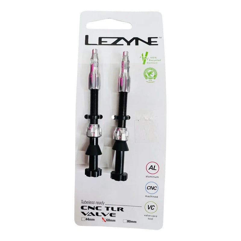 Valvulas Pivotes Lezyne 60mm Tubeless Negro Plata Plateado