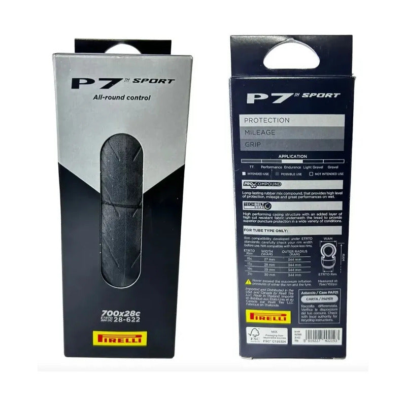 Llanta Plegable Pirelli P7 Sport 700 28c Bicicleta Ruta Negro