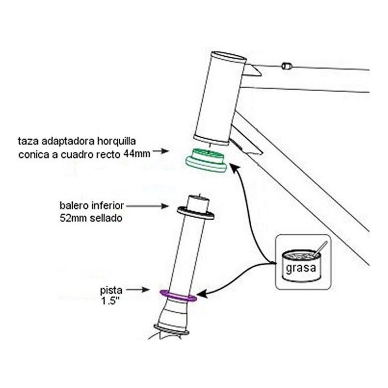 Taza Adaptador Horquilla Conica Cuadro Recto Conico Bicicleta
