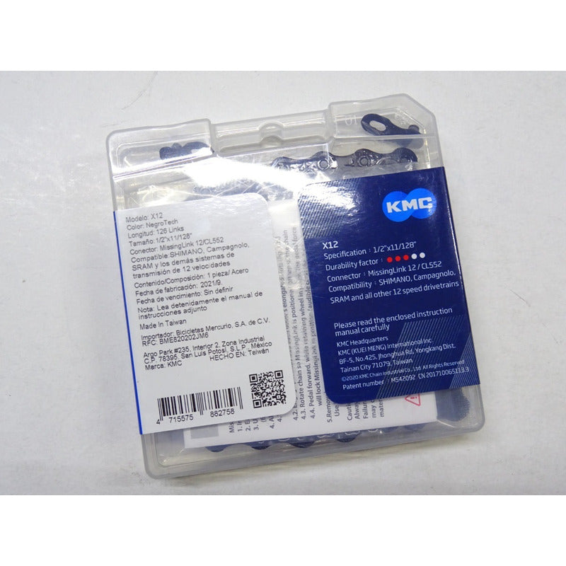 Cadena 12 Pasos Kmc X12 Negro 126 L Shimano Sram Campagnolo Negro